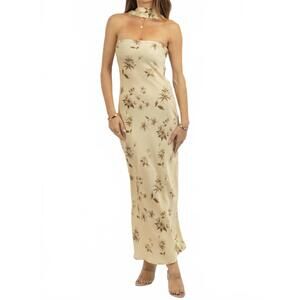 NEW LOUCIA loucie scarf dress in beige multi